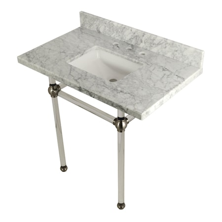Kingston Brass 36X22 Marble Vanity Top W/ Acrylic Feet Combo, Marble/Nickel KVPB36MASQ8